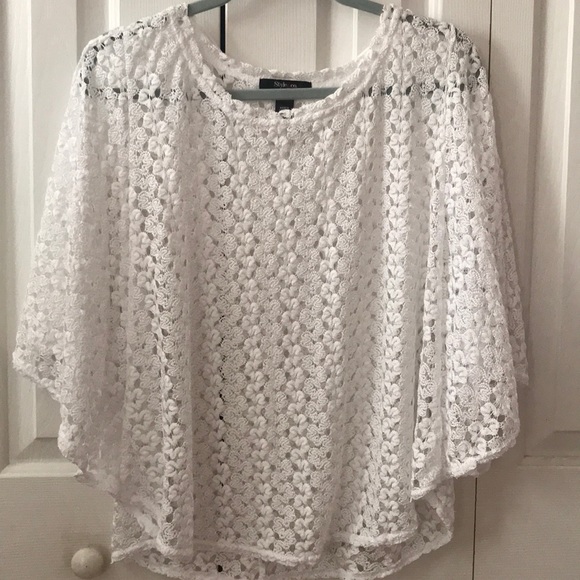 Style & Co. Tops - Lace Sheer Poncho Style Top